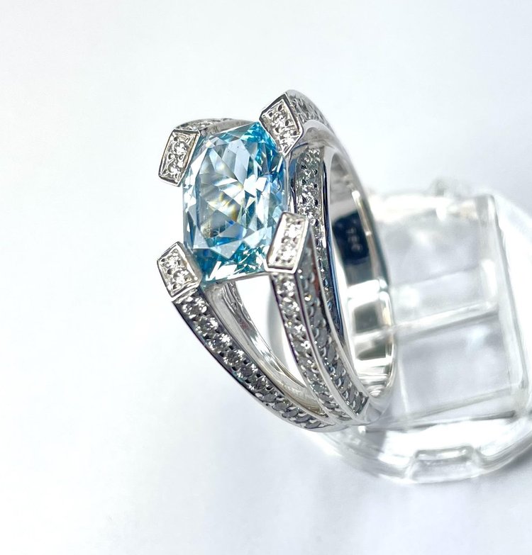 Aquamarine and Diamond Ring 3.99 ct. tw.