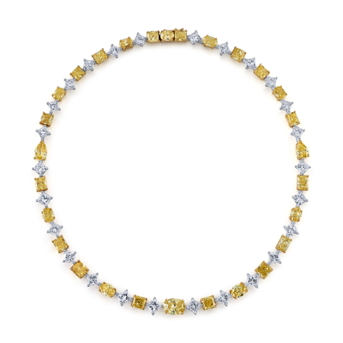 Fancy Intense yellow Diamond Necklace and Earrings Villarreal Fine Jewelers